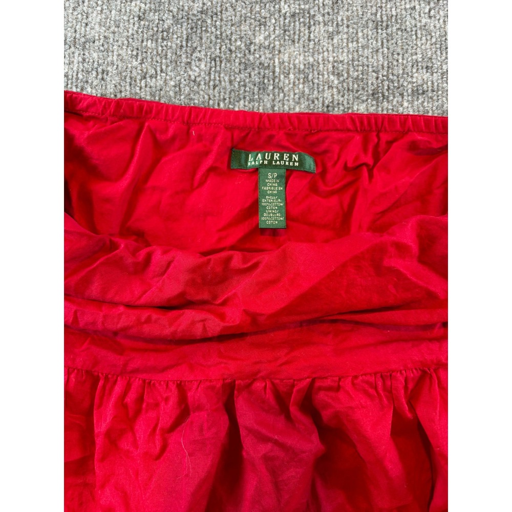 Lauren Ralph Lauren Red Cotton Tiered Maxi Skirt Boho Peasant Small - Picture 4 of 6